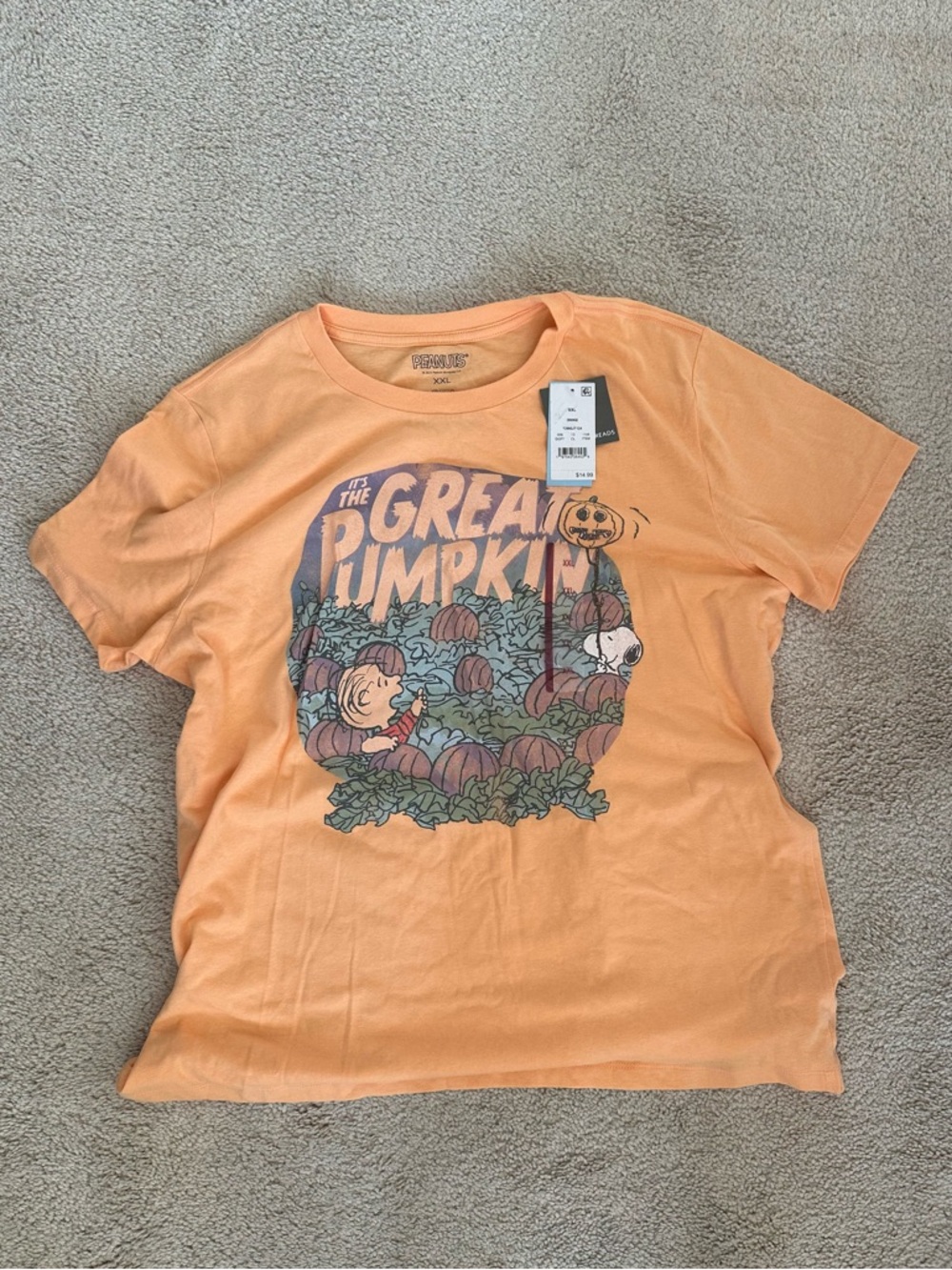 Peanuts 'The Great Pumpkin' Short Sleeve Oversized Orange T-Shirt 🧡🎃🍁